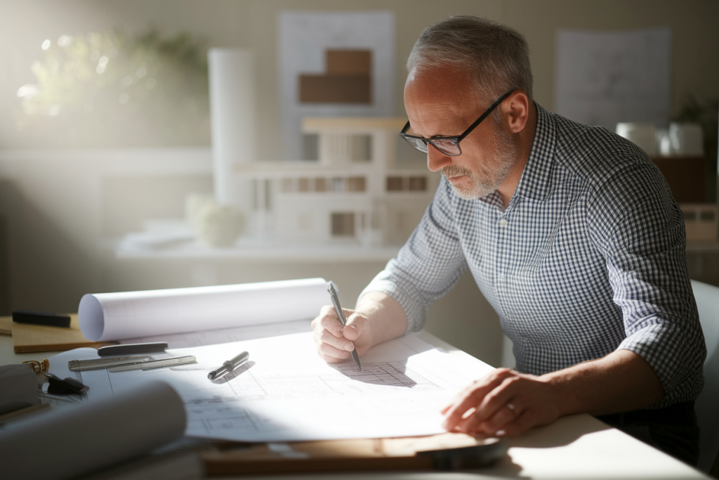 architecte-plans-table-dessin-lumiere