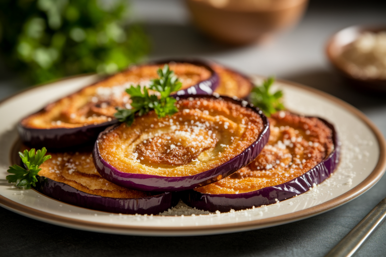 assiette-aubergines-frites-persil-parmesan