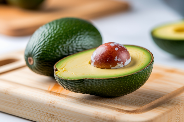 avocat-tranche-planche-bois-noyau