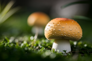 champignon-orange-gros-plan-jardin