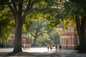 ecole-brique-rouge-arbres
