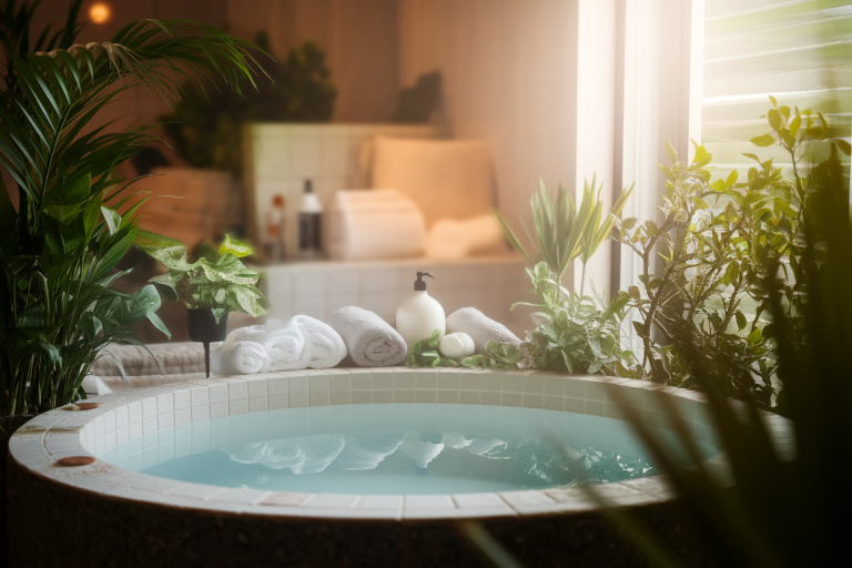 spa-interieur-baignoire-plantes-lumiere